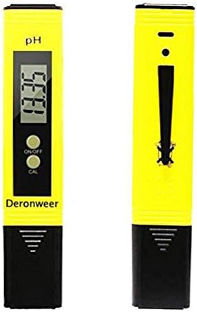 Deronweer Digital PH Meter, PH Test water 0.01 PH High Accuracy Water Quality Tester with 0-14 PH Measurement Range for Household Drinking, Pool and Aquarium Water PH Tester Design with ATC (Yellow)