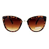 SA106 Runway Fashion Metal Bridge Trim Oversized Cat Eye Sunglasses Tortoise Shell