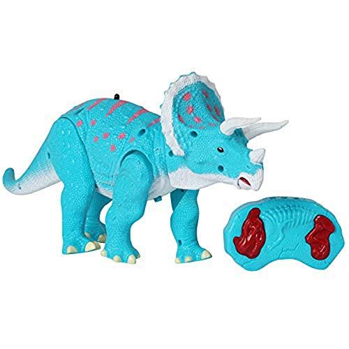 Build Me Remote Control Dinosaur - Triceratops Toy Roars, Walks, Lights Up, Bobs its Head and Stomps - RC Toys for Kids Ages 3 and Up - Blue Walking Dinosaurs Figure with Wireless Controller - Thumbnail 6