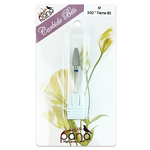 Pana 3/32" Flame Bit Safety Nail Carbide Bit - Silver Color (Grit: Medium - M) for Electric Dremel Drill Machine