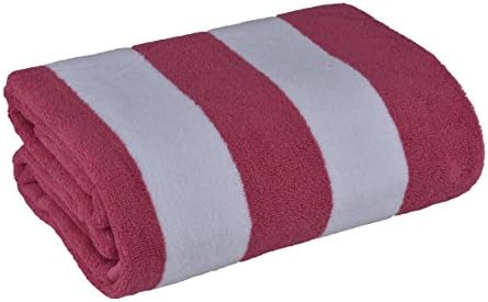 Luxury Turkish Cotton Oversize Cabana Stripe Beach Towel - 35 in. by 70 in. - 100% Turkish Combed Cotton - Made in Turkey - Plum