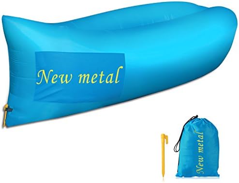 New metal® Second Generation Outdoor Inflatable Lounger Inflatable Sofa Suitable For Camping, Beach Couch Sofa Dream Chair Garden Cushion Pool Party Sleeping Air Bed-- Blue