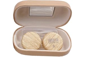Caruncoo CARUNCOO Wood Grain Contact Lens Case Compact Eye Contact Case for Travelling Portable Contact Box with Mirror Rectangle，Cute Colorful Especially Fresh Brown 4 Piece Set
