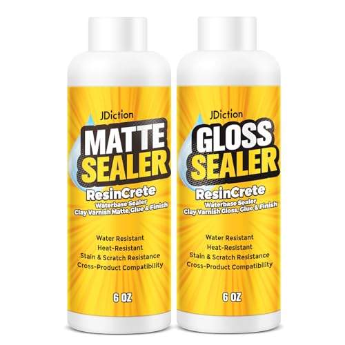 Air Dry Clay Glaze, Clay Varnish for Air Dry Clay/Polymer Clay Sealer, ResinCrete, Varnish for Pottery&Acrylic Paint, Waterproof & Stain Resistant, Design for Air Dry Clay Pottery (Gloss6OZ+Matte6OZ)