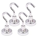 4 Pack Magnetic Hooks - Multipurpose Steel Organizing Hooks - Great for Home, Kitchen, Workplace, Hanging Keys, Purses, Clothes, Towels, Oven Mittens - Indoor & Outdoor Use - Holds Up To 30lbs