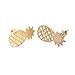 Spinningdaisy Handcrafted Brushed Metal Cute Pineapple Stud Earrings Gold