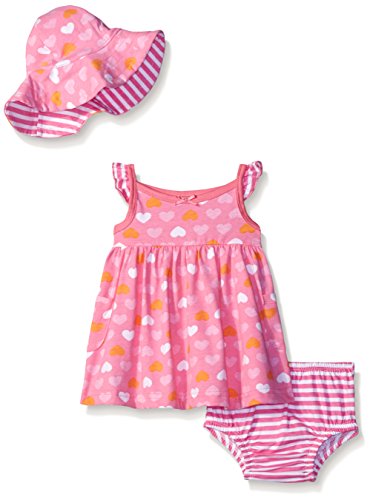 UPC 047213906224, Gerber Baby Three-Piece Sundress, Diaper Cover and Hat Set, Heart, 0-3 Months