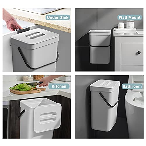 KaryHome 3.2 Gallon Kitchen Compost Bin Under Sink, Hanging Small Trash