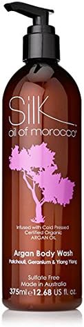 Vegan Body Wash infused with Argan Oil by Silk Oil of Morocco (Patchouli, Geranium &amp; Ylang Ylang)
