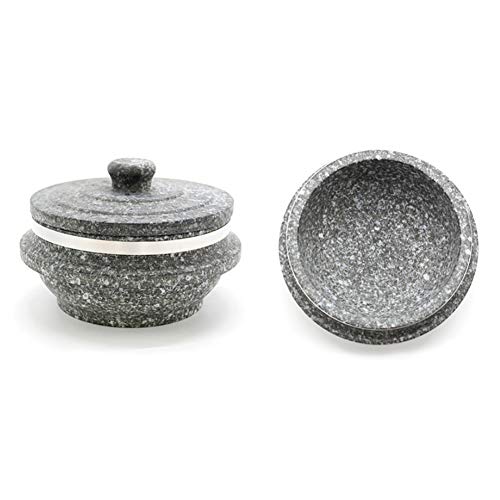 Jangsoo Gopdol Natural Giblet Pot Dolsot Pot with Stone Lid for Nutrition Rice Steamer (Medium 6.2 X 3.3 inch)