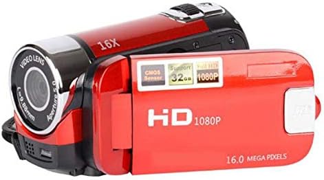 QiKun Home D90 Camera Digital Camera 16MP Ultra HD Camera 180 Degree Rotation Flip Screen Camera Digital Camera SLR 4X Digital Zoom Red