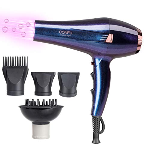 CONFU Professional Hair Dryer, 1875W Negative Ionic Hair Blow Dryer Fast Drying with 2 Speed & 3 Heat Setting, AC Motor with Diffuser, Comb & 2 Concentrator,ETL Certified