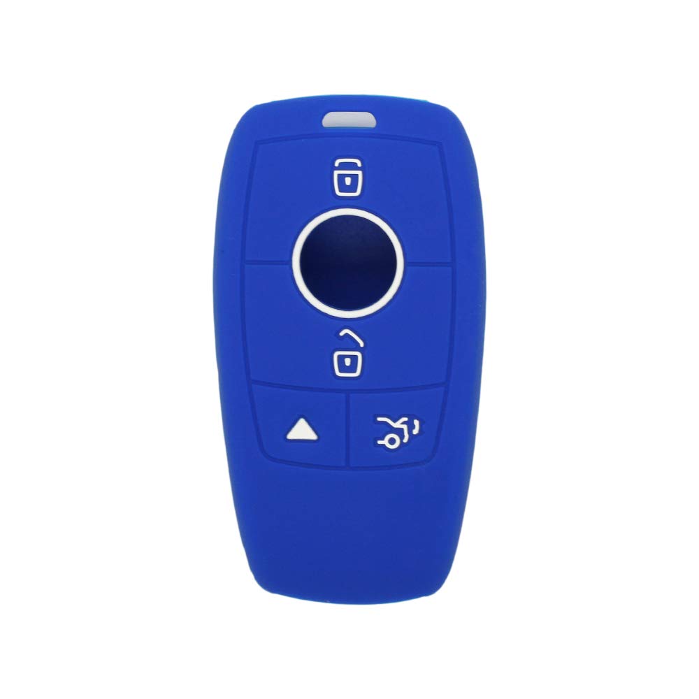 BROVACS Silicone Cover Protector Case Holder Skin Jacket Compatible with MERCEDES BENZ E200 E300 E400 4 Button Smart Remote Key Fob CV2952 Deep Blue