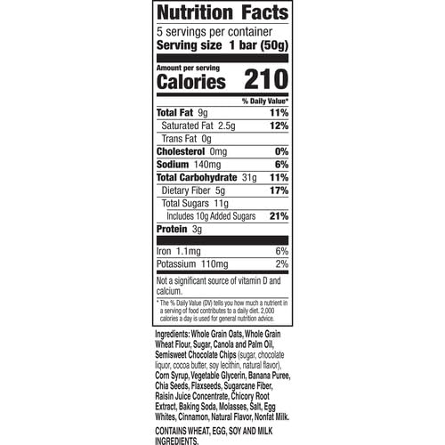 NATURE VALLEY SOFT BAKED BREAKFAST BARS, BANANA CHOCOLATE CHIP, MORNING SNACKS, 5 BARS, 8.85 OZ
