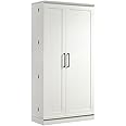 Pemberly Row 35.36" W Transitional Style Storage Cabinet with Door and Shelves in Soft White