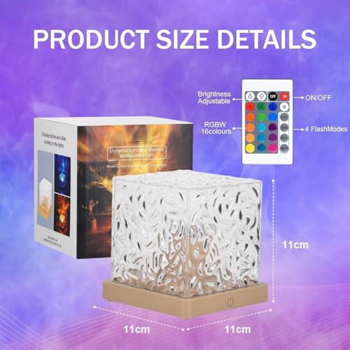 Ocean Wave Projector Light with Remote Control, 16 Colors USB Powered Underwater Night Light for Bedroom, Soothing Mood Lamp for Kids & Adults (Cube)