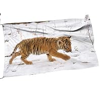DragonBuildingMaterials Garden Flag Holder Walk of a Small Tiger Double-Sided Outdoors Lawn Decor14 x 21"
