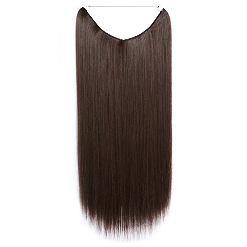 Dayiss Womens 55cm Straight Silky Hairpieces Elastic Rubber Band Hair Extensions (Dark Brown)