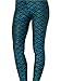 Alaroo Stretch Mermaid Print Fish Scale Leggings Tights Light Blue L