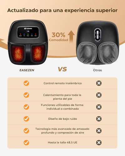 EaseZen Shiatsu Foot Massager with Heat, Foot Massager for Relaxation with Remote Control and LCD Display, Perfect Gift for Them/Them/Mother/Parents, Suitable up to Size 48