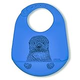 modern-twist Bucket Bib 100% plastic free silicone waterproof, adjustable, dishwasher safe, Bucket Bib, Blue Otter on Blue