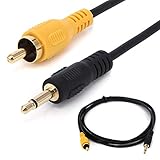 Yeworth 3.5mm 1/8 inch Mono Male Plug to RCA Male Jack Audio Cable Cord Gold Plated 1.8m (6Ft)