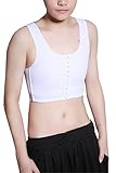 Breathable Super Flat Les Lesbian Compression 3 Rows Central Clasp Chest Binders (XX-Large, White)