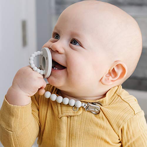 Ryan and Rose Pacifier Clip Made by Moms in The USA (Charley, Grey