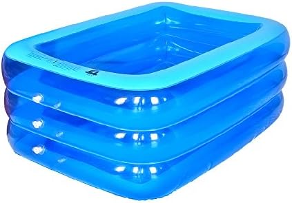 LLZJ Baby Inflatable Pool Paddling Swimming Foldable Travel Beach Ball Pond Family Soft Toddler Kid Childrens Bath Tub Rectangle 3 Rings Environmental Pvc 150CM