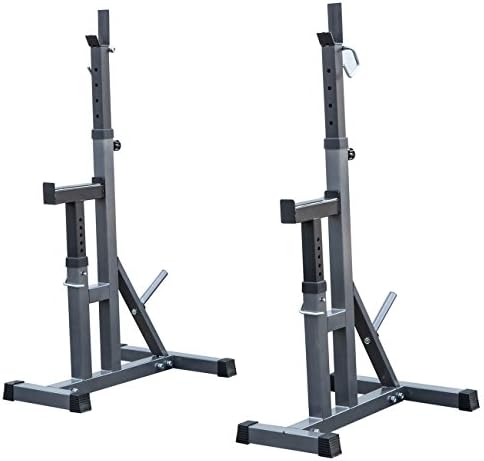 2pcs Adjustable Rack Standard Steel Squat Stands Barbell Free Press Bench w/ Peg