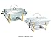 Tiger Chef 3-Pack 8 Quart Full Size Buffet Chafing Dish Set with Gold Accents and Gel Fuel Cans