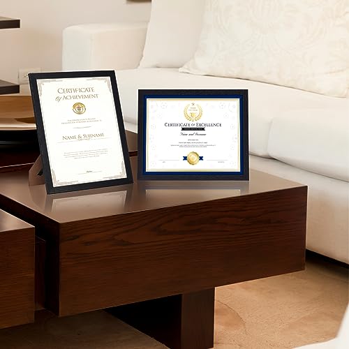 HORLIMER 8.5 x 11 Picture Frame Set of 15, Black Photo Frames 8.5 by 11 for Certificate Diploma Document, Wall Hanging or Tabletop Display