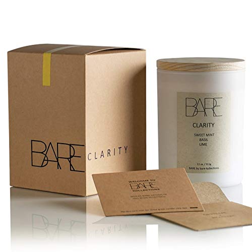 Bare Kollections Clarity Mint Scented Candle, Large 11 ounces – Premium All-Natural Soy Wax Blend – Aromatherapy, Long Lasting, Long Burn Time, Luxury Bathroom Candle