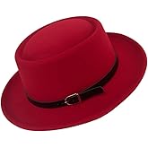 Cotilafi Pork Pie Hat Flat Top Fedora, Vintage Panama Classical Jazz Party Hats, Outdoor Travel Street Cap Sun Caps