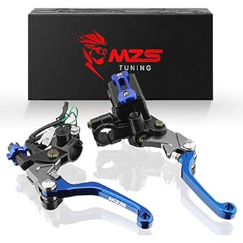 MZS 7/8 Levers Set Brake Master Cylinder Reservoir CNC Pivot Kit for Honda Yamaha Suzuki Kawasaki Motorcycles Dirt Bikes Off Road ATV Blue