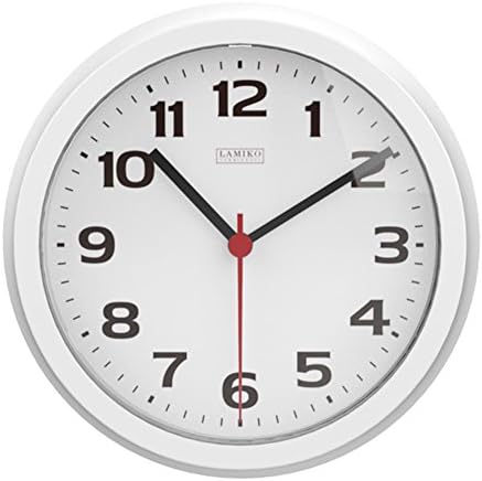 LAMIKO Noiseless Indoor/Outdoor Decorative Wall Clock Universal Non-ticking &amp; Silent 10-Inch Wall Clock ,White