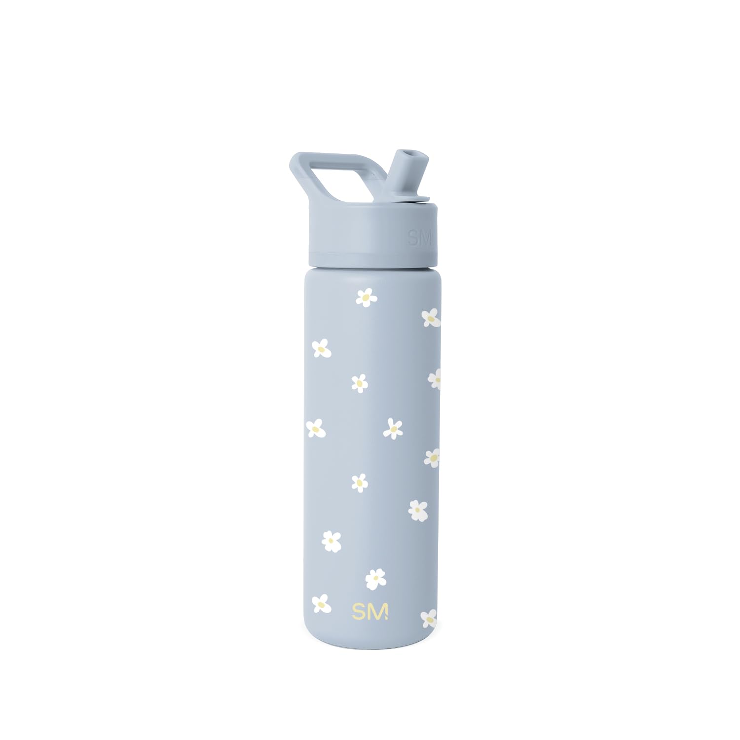 Simple Modern Water Bottle with Straw Lid | Vacuum Insulated Stainless Steel Metal | Reusable Leak Proof BPA-Free Cup for School | Summit Collection | 22oz, Sweet Daisy on Blue Image