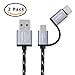 TRILINK Type C 2 in 1 Cable [2 Pack] 3.3Ft Braided USB C/Micro USB Combo Design Charge Data Sync Cord(Gray)