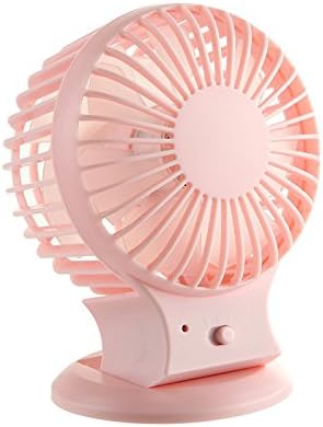 Hot Rechargeable Table Desk USB Fan With Lithium Battery Silent Mini Fan For Home Office Electric Computer Fans Double Blades (Pink)