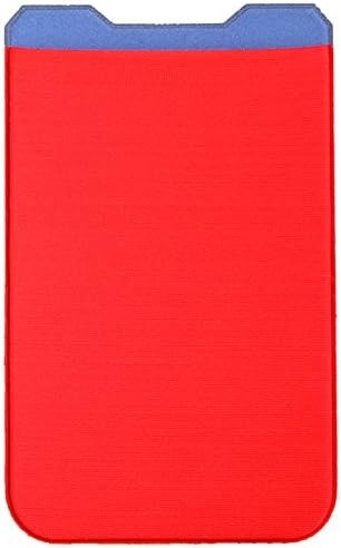 Sincase Ultra Thin Stick-on Lycra Credit Card Holder Extra Tall Self Adhesive Cell Phone Pocket Safety Slim Sticker Wallet for Back of iPhone, Samsung, Most Smartphones &amp; Cases, Red