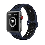 AdMaster Compatible for Apple Watch Bands 42mm 44mm,Soft Silicone Replacement Wristband Compatible for iWatch Apple Watch Series 1/2/3/4 - M/L Obsibian/Black