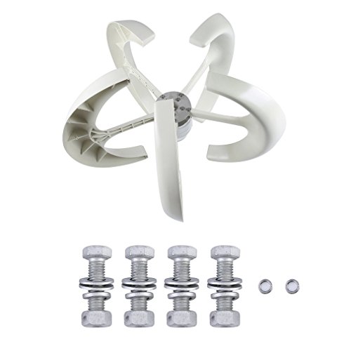 Coldcedar 2018 Upgrade Wind Turbine Generator Kit of 5 Blades 400 Watt 12V | High Efficienc Lantern Vertical Wind Generator Kit for Home and Business Power Supplementation -90 x 90 x 60 cm (white)