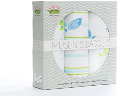 100% Muslin Cotton Swaddle Baby Blankets By Cheeky Peas - Wrap Your Newborn, Infant &amp; Toddler In Style &amp; Comfort - Generous Size - Safe, Soft, Breathable Natural Fabric Prevents Overheating - 3 Pack