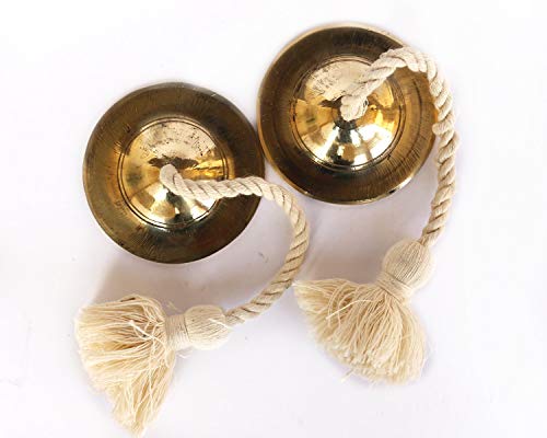De Kulture WorksTM Hand Made Pure Bronze Finger Cymbal Kansa Manjeera Indian Bell Metal Clapper - 2X1 DH (Inches) - Thumbnail 3