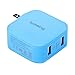 Lumsing 2-Port USB Wall Charger Hub 20W Charging Station with Foldable Plug Power Adapter for iPhone 6S Plus Smartphones and Tablets (Blue)