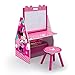 Delta Children Activity Center with Easel Desk, Stool and Toy Organizer, Disney Minnie Mouse
