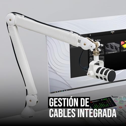 Brazo de estudio profesional RØDE PSA1+ con amortiguación de resorte y gestión de cables (Blanco)