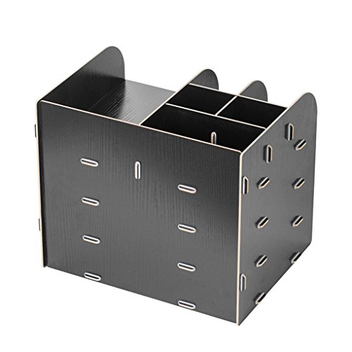 Office Supplies Desktop Organizer File Tray Wooden Pen Holder Sorter Storage Books Container Makeups Box Magazines Racks Counter Accessories Remote Controls Case Home School Student Workspace - Thumbnail 2