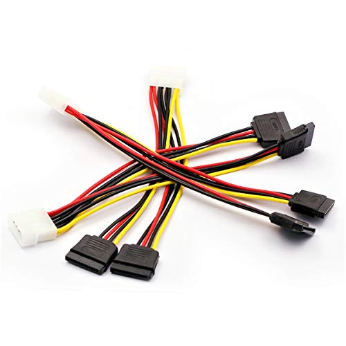 DaFuRui 5pcs 4 Pin Molex to 2×15 Pin SATA Power Y-Cable Adapter for IDE 8 Inches - Thumbnail 2