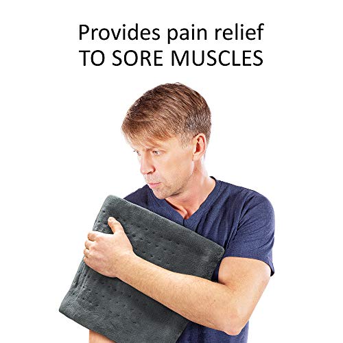 Heating Pad XL King Size by Paramed - Extra Large 12" x 24" - Moist/Dry Heat Therapy Functions & Auto Shut-Off - for Neck, Back, Shoulder, Menstrual Pain & Sore Muscle Relief - Machine-Washable